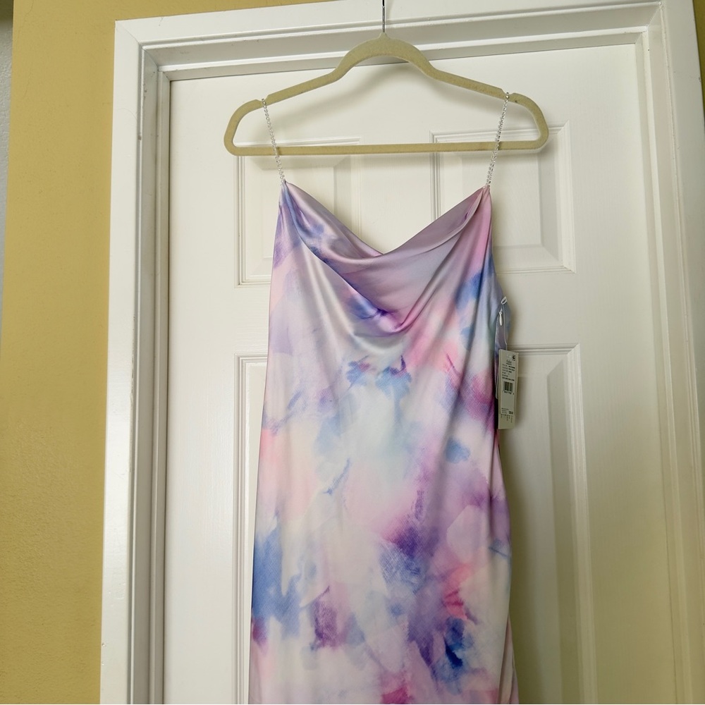 Aidan by Aidan Mattox Pastel Tie-Dye Cowl Neck Maxi Dress Gown Size 6 NWT - Picture 4 of 16
